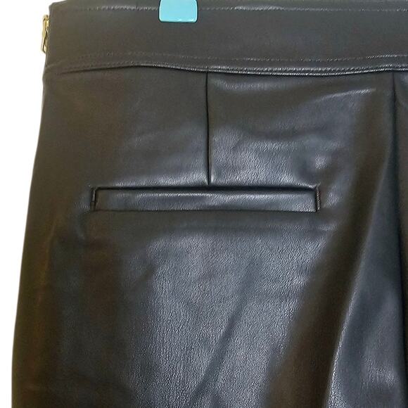 Loft NWT Chocolate Brown Tall Faux Leather Preppy Dark Academia Flare Leg Pants - Picture 4 of 6